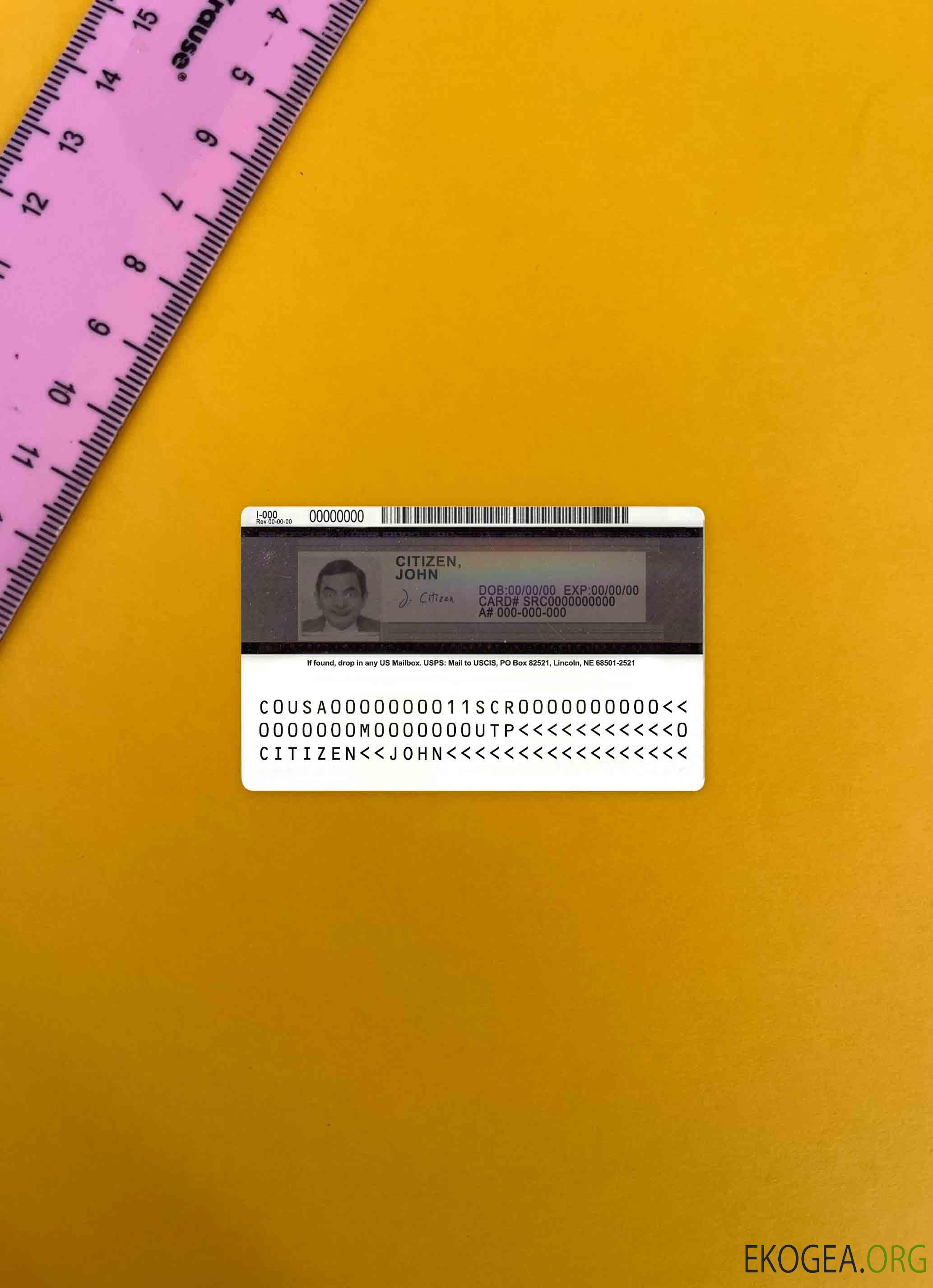 Carte verte des États Unis, photolook de la carte de résident permanent RETOUR